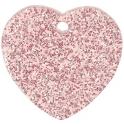 Zecchino a cuore in acrilico 15x16,5 mm - Glitter rosa antico x1|raw }}