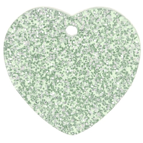 Zecchino a cuore in acrilico 15x16,5 mm - Glitter verde muschio x1