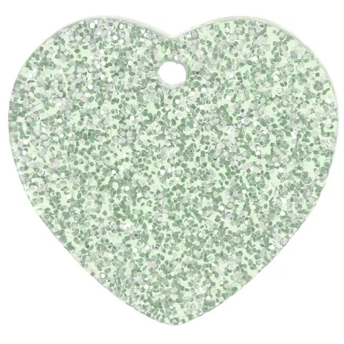 Zecchino a cuore in acrilico 15x16,5 mm - Glitter verde muschio x1