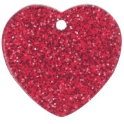 Zecchino a cuore in acrilico 15x16,5 mm - Rosso glitterato x1|raw }}