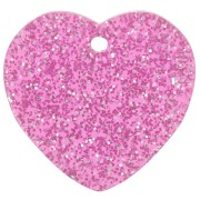 Zecchino a cuore in acrilico 15x16,5 mm - Rosa glitter x1|raw }}