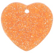 Zecchino a cuore in acrilico 15x16,5 mm - Glitter arancione x1|raw }}