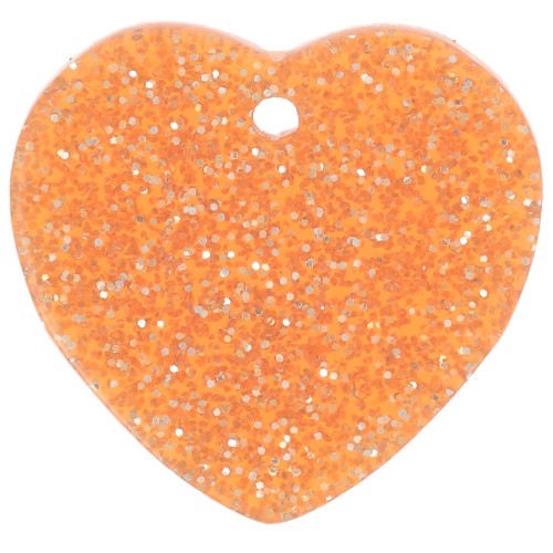 Zecchino a cuore in acrilico 15x16,5 mm - Glitter arancione x1