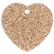 Zecchino a cuore in acrilico 15x16,5 mm - Bronzo glitterato x1