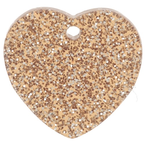 Zecchino a cuore in acrilico 15x16,5 mm - Bronzo glitterato x1