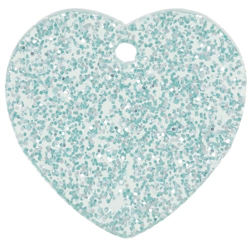 Zecchino a cuore in acrilico 15x16,5 mm - Glitter blu smerigliato x1