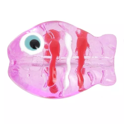 Perla di vetro pesce 14x10 mm - Viola x1