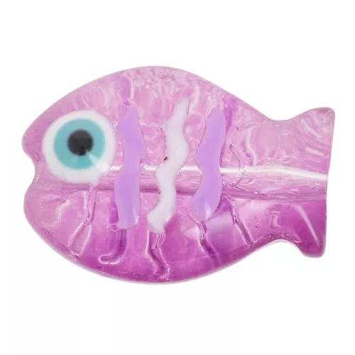 Perla di vetro pesce 14x10 mm - Plum x1