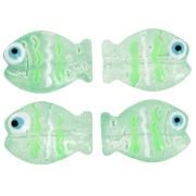 Perla di vetro pesce 14x10 mm - Verde chiaro x1