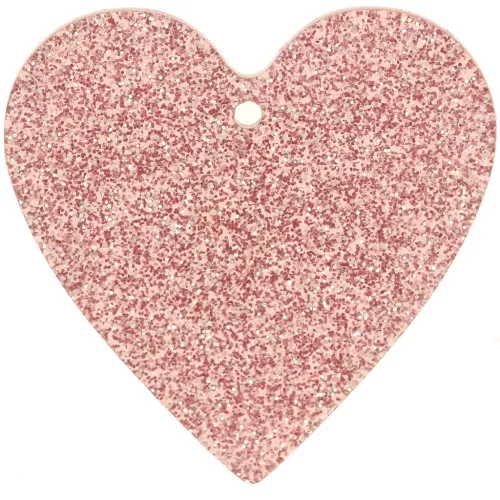 Pendente a cuore in acrilico 31x32 mm - Glitter rosa antico x1