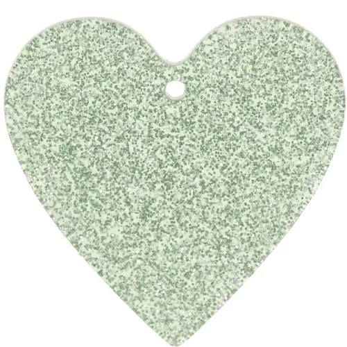 Pendente a cuore in acrilico 31x32 mm - Glitter verde muschio x1