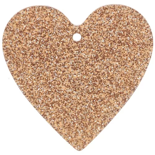 Pendente a cuore in acrilico 31x32 mm - Bronzo glitterato x1