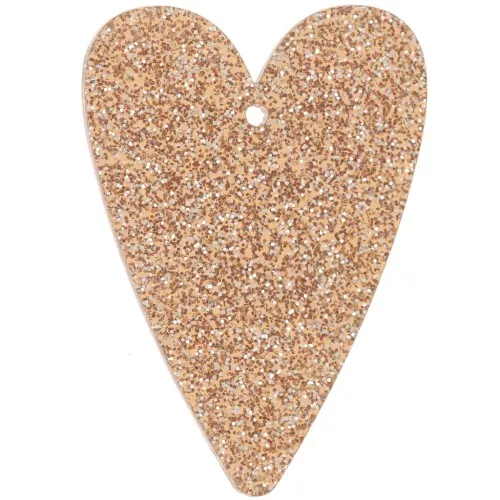 Pendente a cuore in acrilico 34x24 mm - Bronzo glitterato x1
