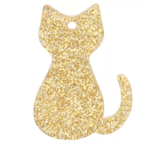 Pendente gatto in acrilico 21x15 mm - Dorato x1