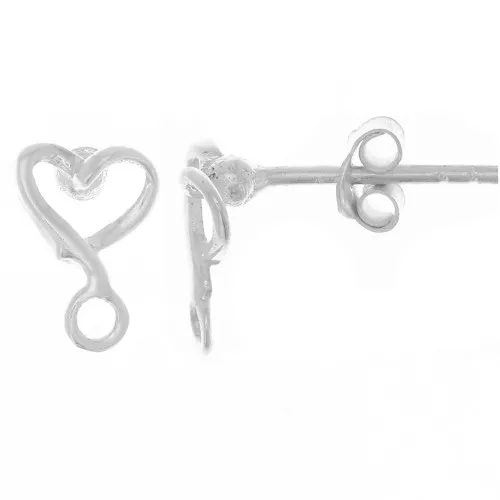 Orecchini a cuore 9x6 mm con anello chiuso - Argento 925 x2