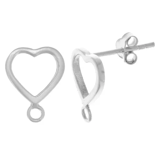 Orecchini a cuore scavato 12x9 mm con anello chiuso - Argento 925 x2