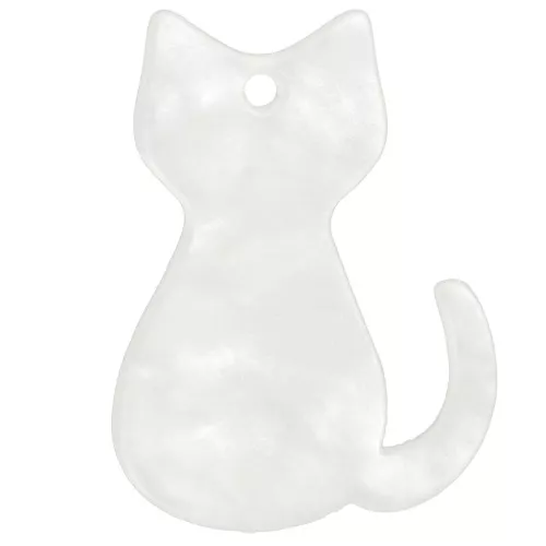 Pendente gatto in acrilico 21x15 mm - Bianco perlato x1
