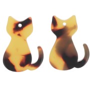 Pendente gatto in acrilico 21x15 mm - Tartaruga - Marrone - Nero x1