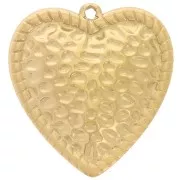 Pendenti a forma di cuore martellato 28x26 mm - Acciaio inossidabile 304L Dorato x2