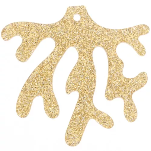 Pendente in acrilico corallo 36,5x39 mm - Dorato x1