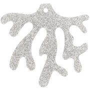Pendente in acrilico corallo 36,5x39 mm - Argento glitterato x1
