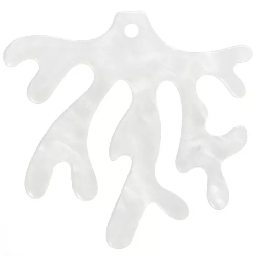 Pendente in acrilico Coral 36,5x39 mm - Bianco perlato x1