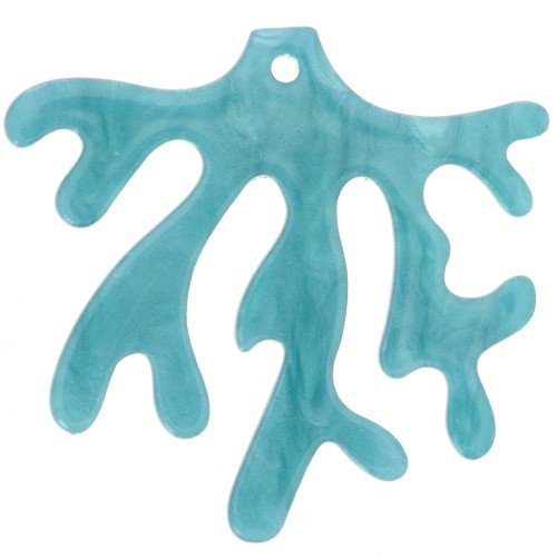 Pendente in corallo acetato 36,5x39 mm - Perla blu pavone x1