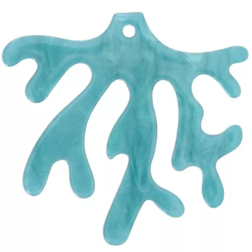 Pendente in corallo acetato 36,5x39 mm - Perla blu pavone x1