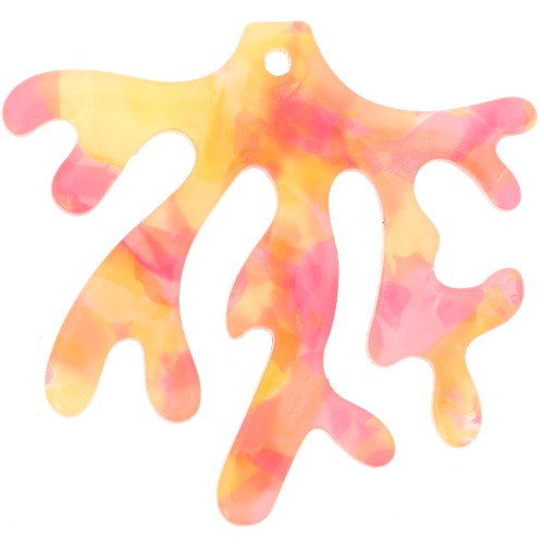 Pendente in corallo 36,5x39 mm in acetato - Tartaruga - Arancione - Rosa perlato