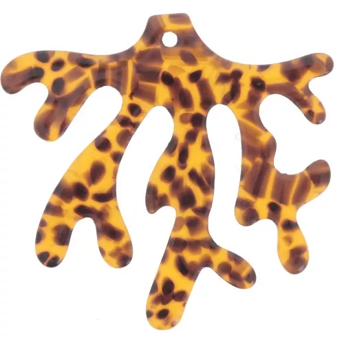 Pendente in acetato corallo 36,5x39 mm - Terrazzo Brown - Nero x1
