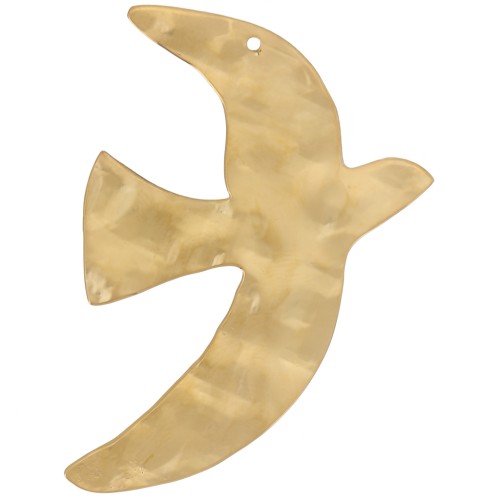 Pendenti a forma di uccello martellato 51x36 mm esclusi Perles&Co - Acciaio inossidabile 304L Dorato x2