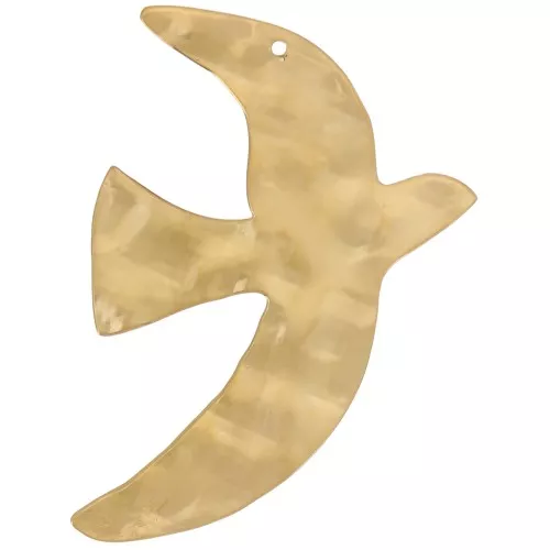 Pendenti a forma di uccello martellato 51x36 mm esclusi Perles&Co - Acciaio inossidabile 304L Dorato x2