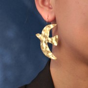 Pendenti a forma di uccello martellato 51x36 mm esclusi Perles&Co - Acciaio inossidabile 304L Dorato x2