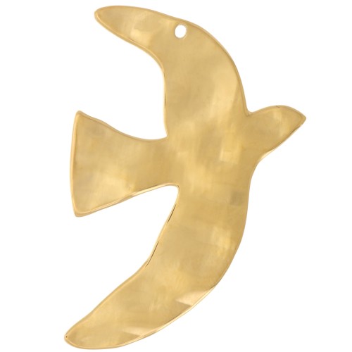 Pendenti a forma di uccello martellato 36x25 mm esclusi Perles&Co - Acciaio inossidabile 304L Dorato x2