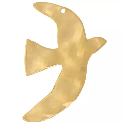 Pendenti a forma di uccello martellato 36x25 mm esclusi Perles&Co - Acciaio inossidabile 304L Dorato x2