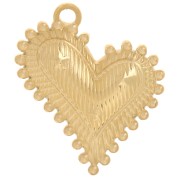 Pendente a cuore curvo 22x20 mm con piccole sfere - Acciaio inossidabile 304L Dorato