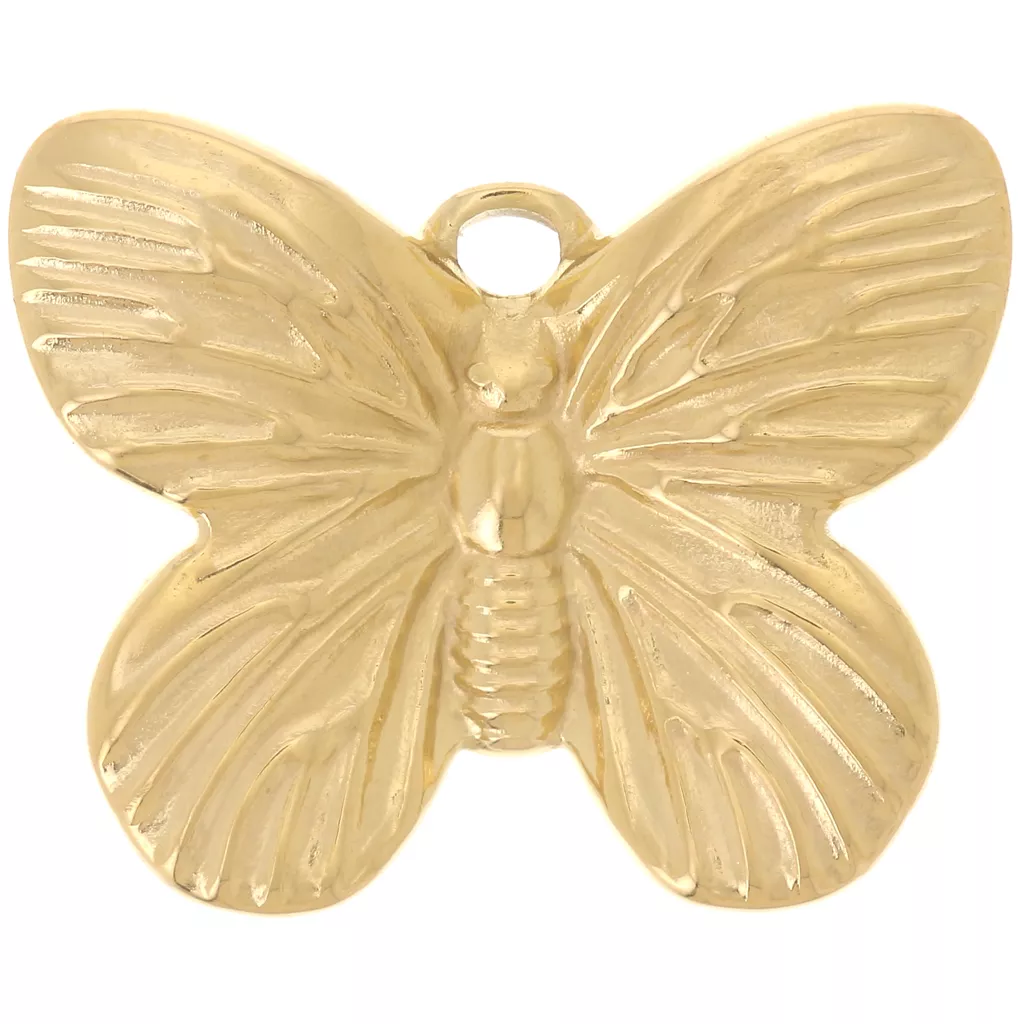 Set Di 3 Ciondoli Farfalla In Acciaio Inox Color Oro 18k - Per Gioielli Fai Da Te