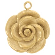 Ciondolo fiore rosa 15 mm - Acciaio inossidabile 304L Dorato x1|raw }}