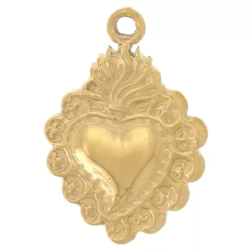 Ciondolo Cuore Ex-voto 18x12 mm - Acciaio inossidabile 304L Dorato x1