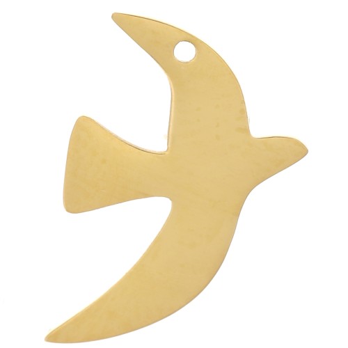 Ciondolo a forma di uccello 15x10 mm in esclusiva per Perles&Co - Acciaio inox 304L Dorato x1