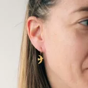 Ciondolo a forma di uccello 15x10 mm in esclusiva per Perles&Co - Acciaio inox 304L Dorato x1