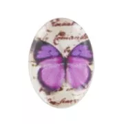 Cabochon mm. 18x13 Farfalla Viola/Nero x1