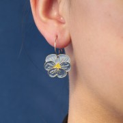 Ciondolo fiore di viola del pensiero 17x20 mm in resina epossidica - acciaio inossidabile 304L Dorato - Viola x1