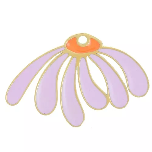 Pendente a margherita 13,5x20,5 mm in resina epossidica - Acciaio inossidabile 304L Dorato - Parma x1