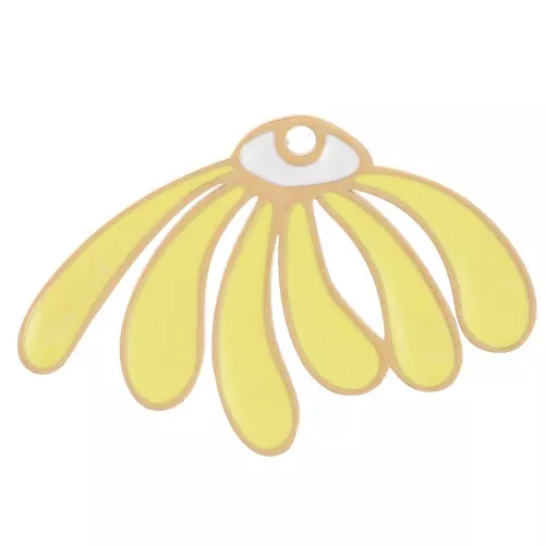 Pendente a forma di margherita 13,5x20,5 mm in resina epossidica - acciaio inossidabile 304L Dorato - Giallo x1