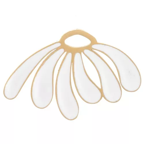 Pendente a forma di margherita 13x20 mm in resina epossidica - Acciaio inossidabile 304L Dorato - Bianco x1