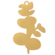 Pendente Eucalipto 26x16 mm in resina epossidica - Acciaio inossidabile 304L Dorato - Verde