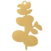 Pendente Eucalipto 26x16 mm in resina epossidica - Acciaio inossidabile 304L Dorato - Verde