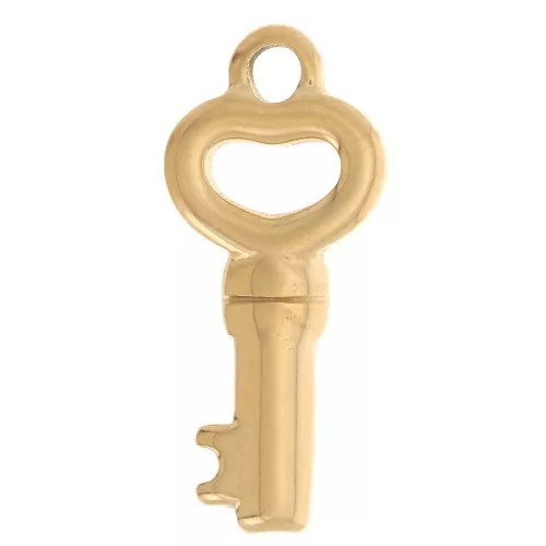 Ciondolo Portachiavi cuore 20x9 mm - Acciaio inossidabile 304L Dorato x1