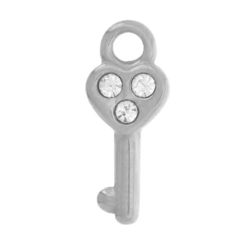 Charm a forma di cuore 15x6mm con ossido di zirconio - Acciaio inossidabile 304L x1